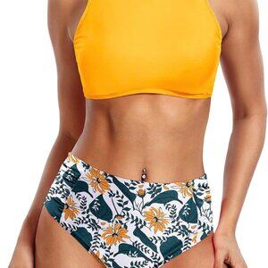 Holipick Women High Waisted Two Piece Bikini Set Racerback